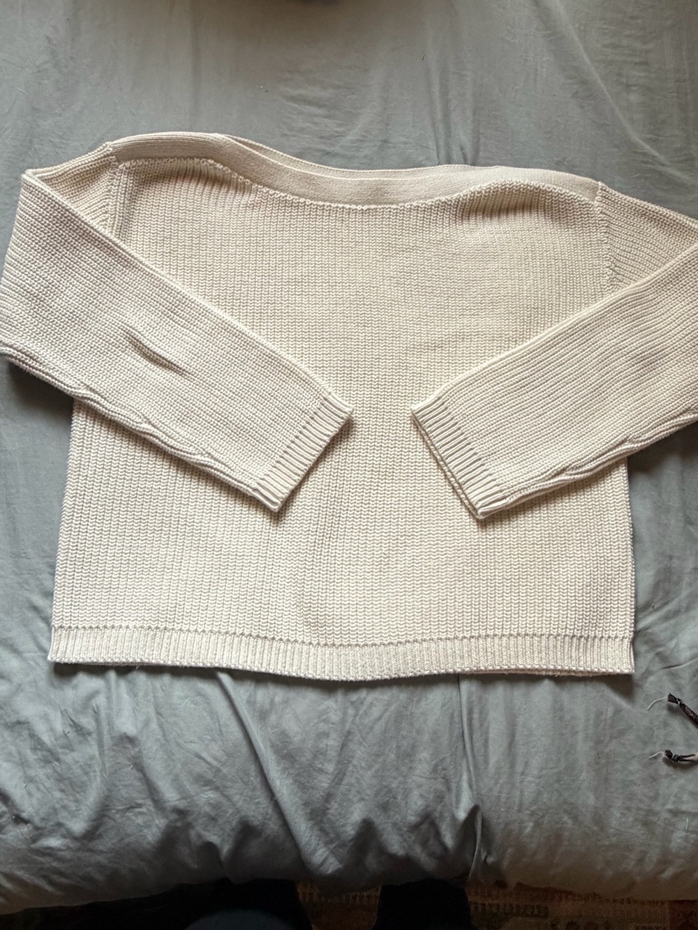 Jenni Kayne Off-Shoulder Cream Knit Sweater